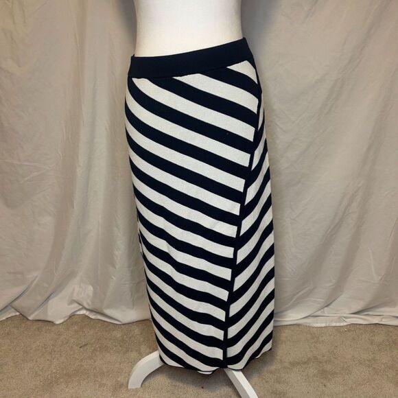 Gabrielle Union Chevron Black White Midi Wrap Skirt Womens NWOt - Picture 6 of 7